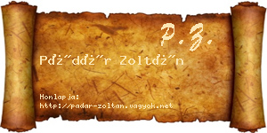 Pádár Zoltán névjegykártya